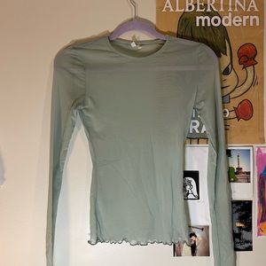 Out from Under lettuce hem mesh long sleeve top